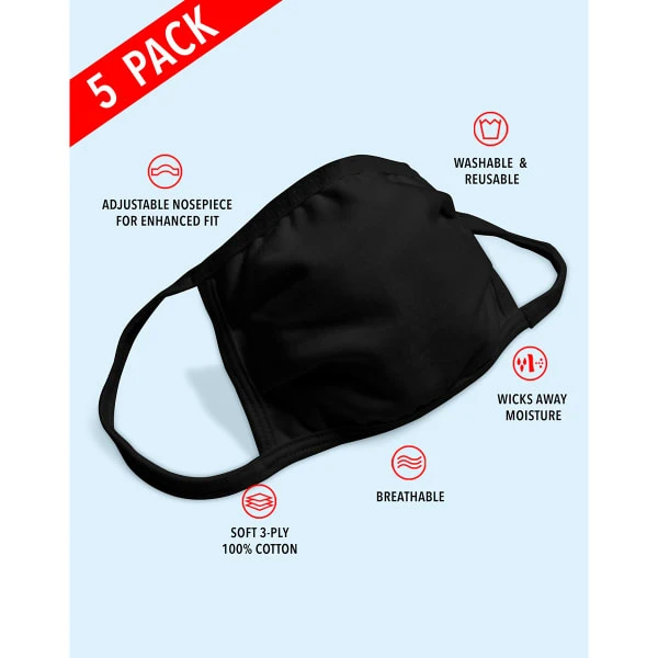 HANES Face Masks, 5-Pack 5 HANES Face Masks, 5-Pack - Image 3